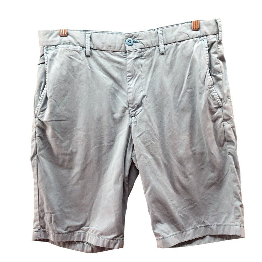 Uniqlo Chino Shorts Mens M 30-33‎ inch Light Blue Flat Front Cotton 10'' Inseam